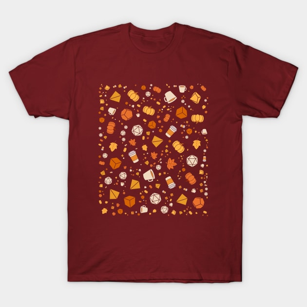 Pumpkin Dice and Dice Tabletop RPG Pattern T-Shirt by pixeptional